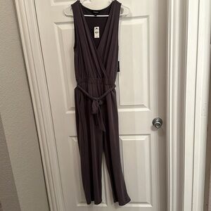 Express V neck Gray Jumpsuit medium NWT